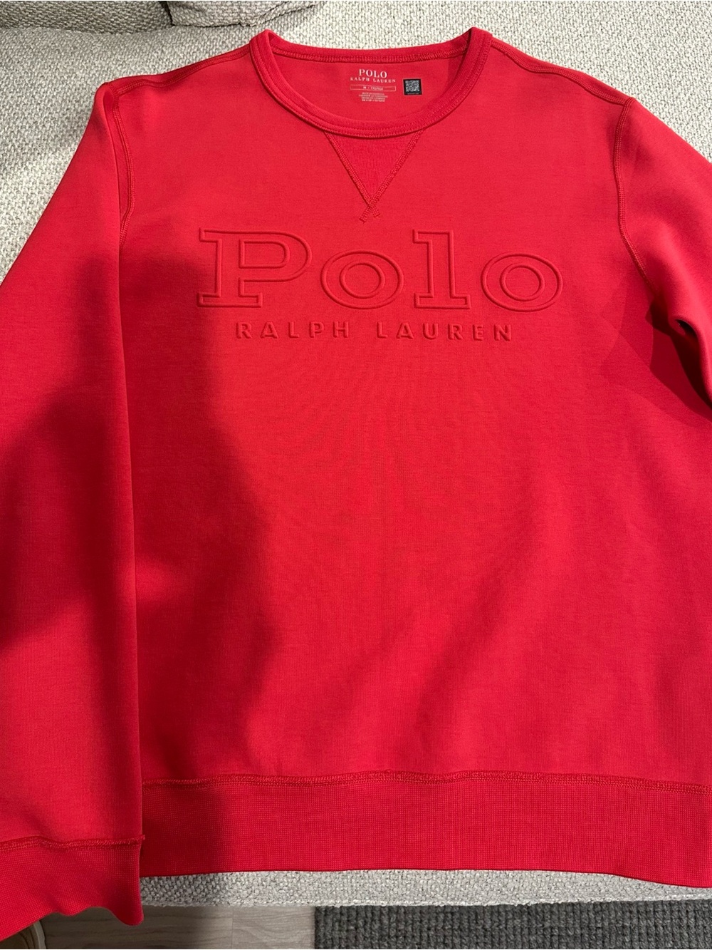 Polo by Ralph Lauren Red Crewneck Sweatshirt with Embossed Logo